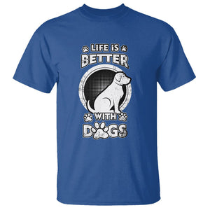 Dog Lover T Shirt Life Is Better With Dogs Paw Print Beagle Silhoutte TS02 Royal Blue Printyourwear