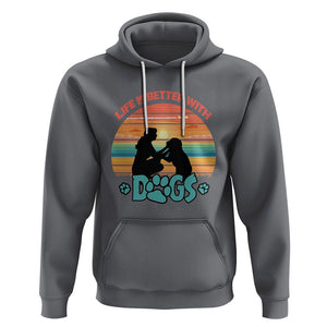 Dog Mom Hoodie Life Is Better With Dogs Retro Vintage Sunset TS02 Charcoal Printyourwear