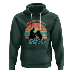 Dog Mom Hoodie Life Is Better With Dogs Retro Vintage Sunset TS02 Dark Forest Green Printyourwear