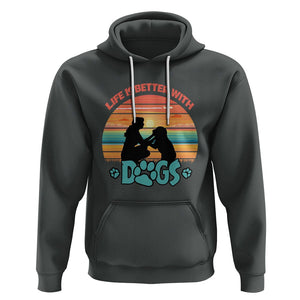 Dog Mom Hoodie Life Is Better With Dogs Retro Vintage Sunset TS02 Dark Heather Printyourwear