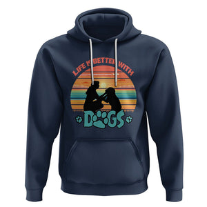 Dog Mom Hoodie Life Is Better With Dogs Retro Vintage Sunset TS02 Navy Printyourwear