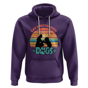 Dog Mom Hoodie Life Is Better With Dogs Retro Vintage Sunset TS02 Purple Printyourwear