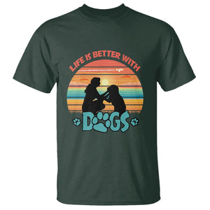 Dog Mom T Shirt Life Is Better With Dogs Retro Vintage Sunset TS02 Dark Forest Green Printyourwear