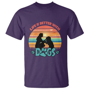 Dog Mom T Shirt Life Is Better With Dogs Retro Vintage Sunset TS02 Purple Printyourwear