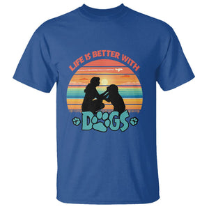 Dog Mom T Shirt Life Is Better With Dogs Retro Vintage Sunset TS02 Royal Blue Printyourwear