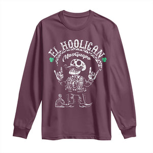 Funny Mexican Mariachi Skeleton Long Sleeve Shirt El Hooligan Mas Guapo Very Handsome TS02 Maroon Print Your Wear