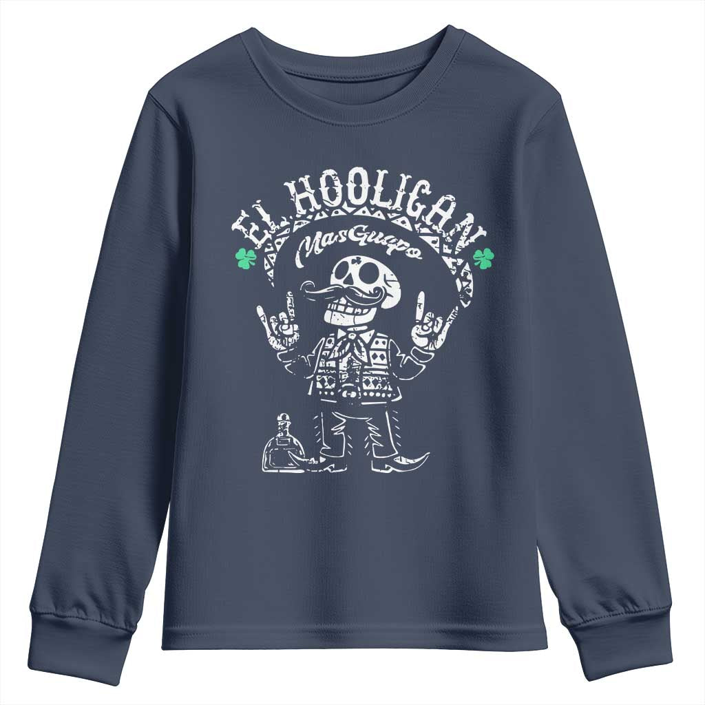 Funny Mexican Mariachi Skeleton Youth Sweatshirt El Hooligan Mas Guapo Very Handsome TS02 Navy Print Your Wear