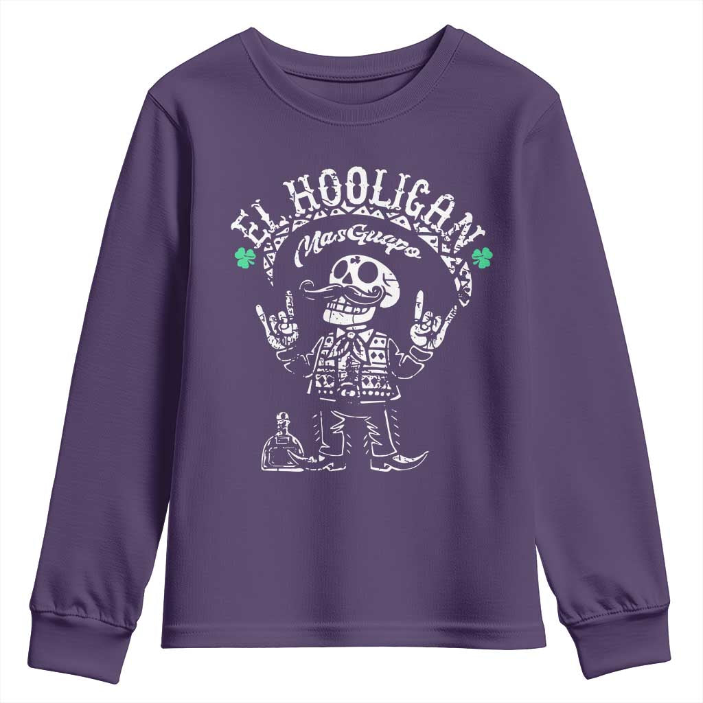 Funny Mexican Mariachi Skeleton Youth Sweatshirt El Hooligan Mas Guapo Very Handsome TS02 Purple Print Your Wear