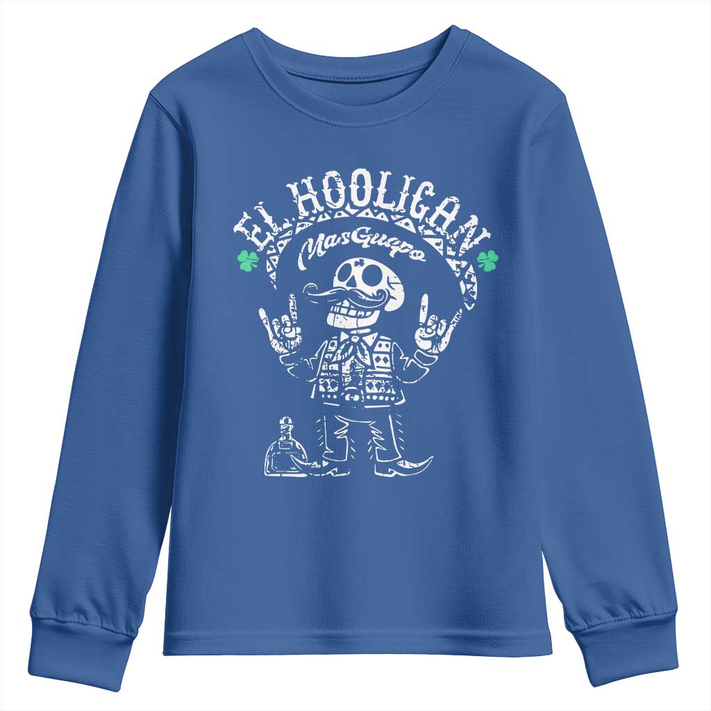 Funny Mexican Mariachi Skeleton Youth Sweatshirt El Hooligan Mas Guapo Very Handsome TS02 Royal Blue Print Your Wear