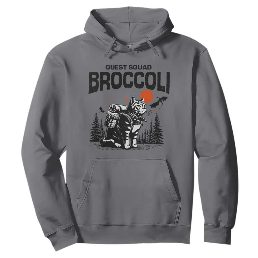 Quest Squad Broccoli Cat Hoodie Funny Hiking Adventure Cute Camping Feline TS02 Charcoal Print Your Wear