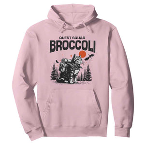 Quest Squad Broccoli Cat Hoodie Funny Hiking Adventure Cute Camping Feline TS02 Light Pink Print Your Wear