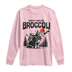 Quest Squad Broccoli Cat Long Sleeve Shirt Funny Hiking Adventure Cute Camping Feline TS02 Light Pink Print Your Wear