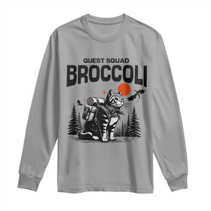 Quest Squad Broccoli Cat Long Sleeve Shirt Funny Hiking Adventure Cute Camping Feline TS02 Sport Gray Print Your Wear