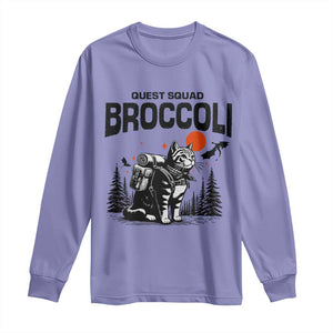 Quest Squad Broccoli Cat Long Sleeve Shirt Funny Hiking Adventure Cute Camping Feline TS02 Violet Print Your Wear