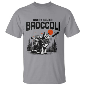 Quest Squad Broccoli Cat T Shirt Funny Hiking Adventure Cute Camping Feline TS02 Sport Gray Print Your Wear