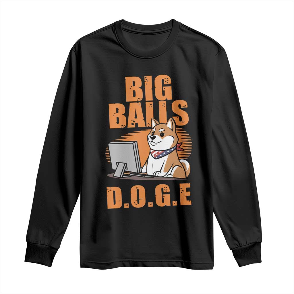 Funny Big Balls D.O.G.E Long Sleeve Shirt DOGE Shiba TS02 Black Print Your Wear