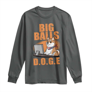 Funny Big Balls D.O.G.E Long Sleeve Shirt DOGE Shiba TS02 Dark Heather Print Your Wear