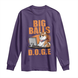 Funny Big Balls D.O.G.E Long Sleeve Shirt DOGE Shiba TS02 Purple Print Your Wear