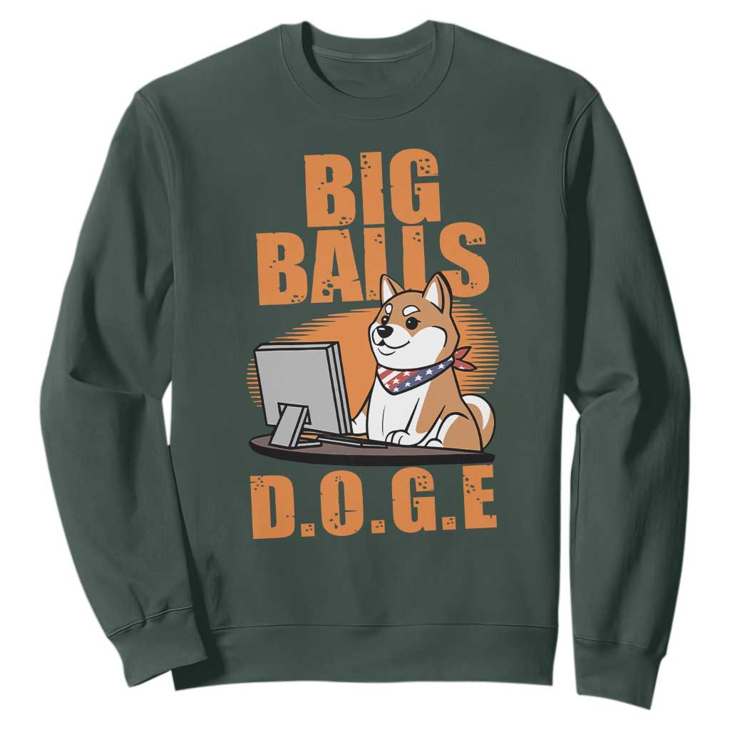Funny Big Balls D.O.G.E Sweatshirt DOGE Shiba TS02 Dark Forest Green Print Your Wear
