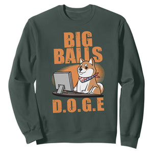 Funny Big Balls D.O.G.E Sweatshirt DOGE Shiba TS02 Dark Forest Green Print Your Wear