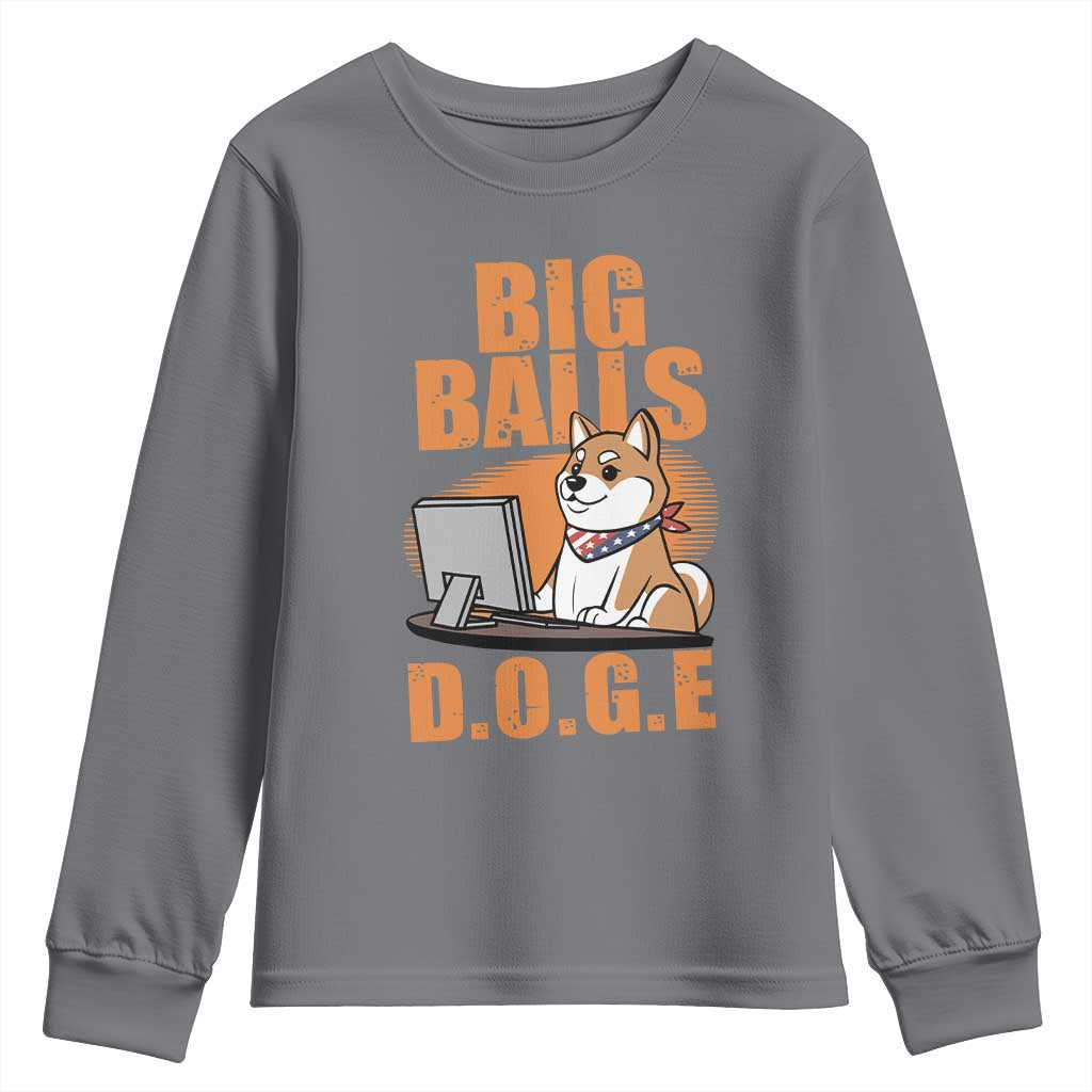 Funny Big Balls D.O.G.E Youth Sweatshirt DOGE Shiba TS02 Charcoal Print Your Wear