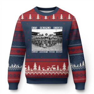 6 Triple 8 Ugly Christmas Sweater Black Women's Army Corps 6888th Battalion TS02 Navy Red Print Your Wear
