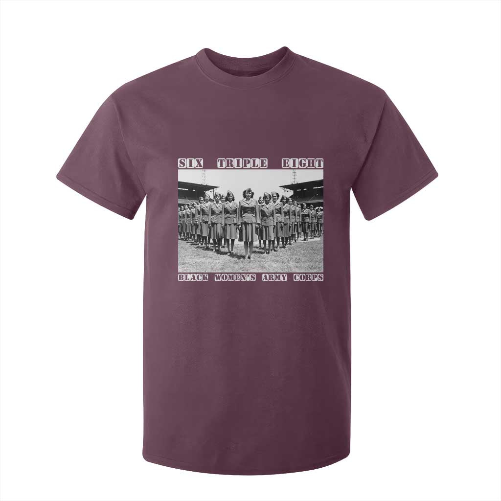 6 Triple 8 T Shirt For Kid Black Women's Army Corps 6888th Battalion TS02 Maroon Print Your Wear
