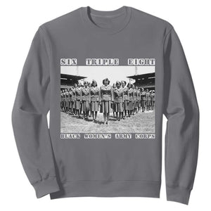 6 Triple 8 Sweatshirt Black Women's Army Corps 6888th Battalion TS02 Charcoal Print Your Wear