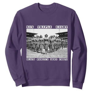 6 Triple 8 Sweatshirt Black Women's Army Corps 6888th Battalion TS02 Purple Print Your Wear