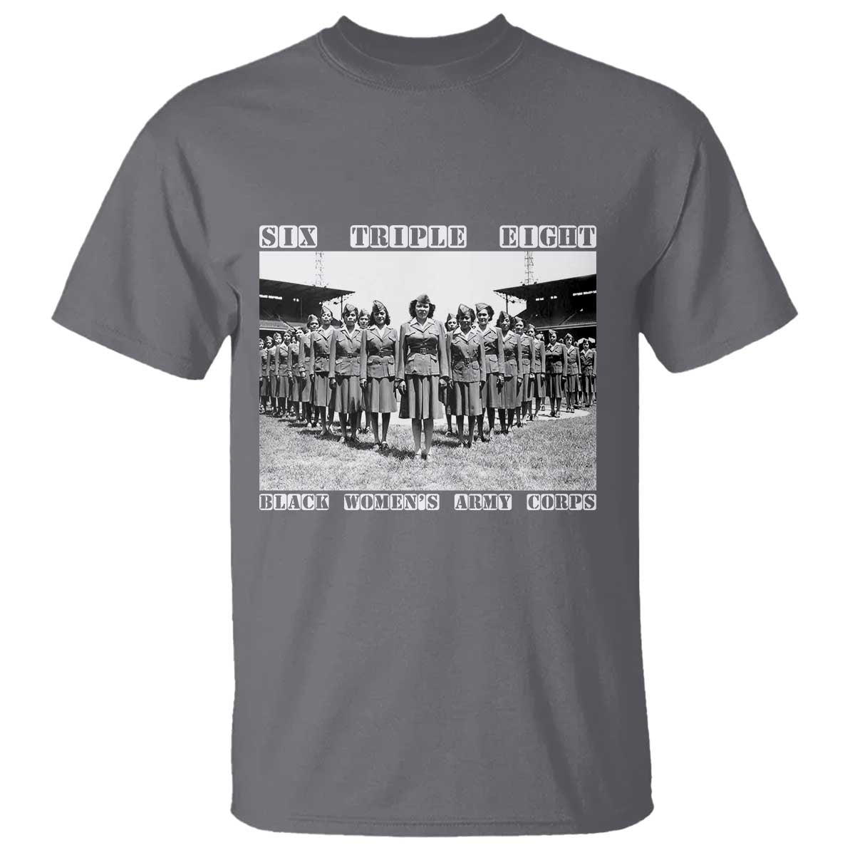 6 Triple 8 T Shirt Black Women's Army Corps 6888th Battalion TS02 Charcoal Print Your Wear