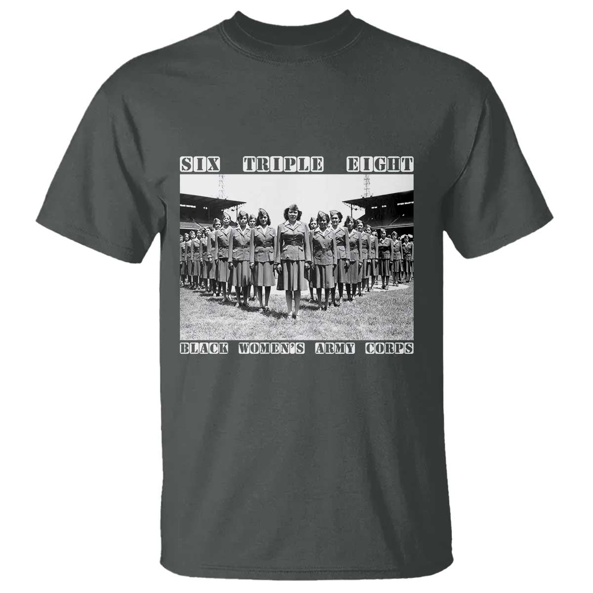 6 Triple 8 T Shirt Black Women's Army Corps 6888th Battalion TS02 Dark Heather Print Your Wear