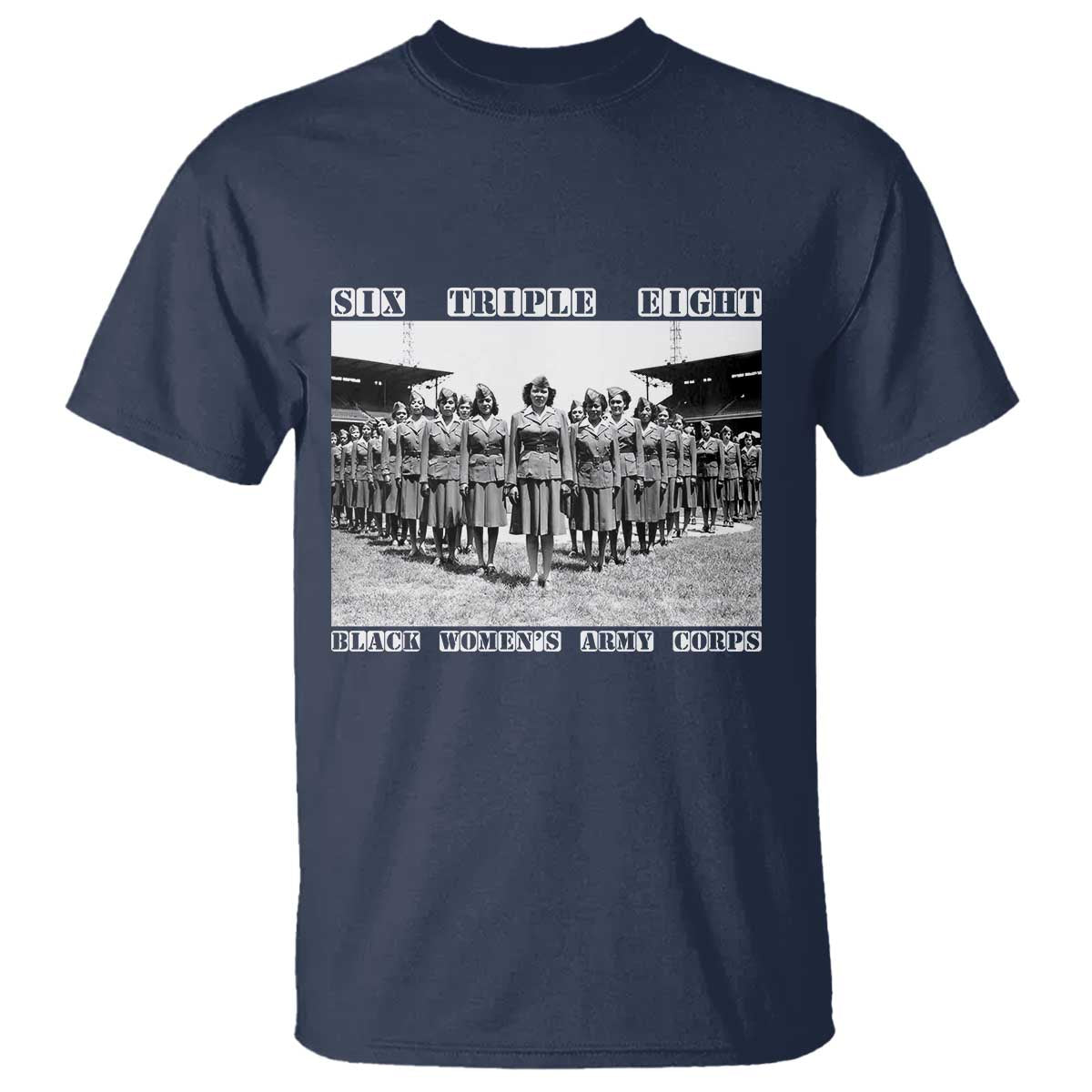6 Triple 8 T Shirt Black Women's Army Corps 6888th Battalion TS02 Navy Print Your Wear
