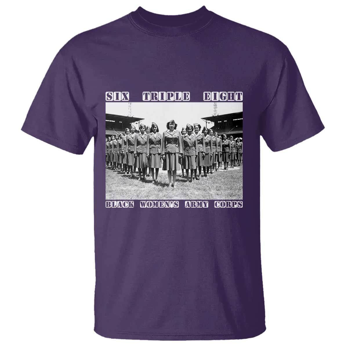 6 Triple 8 T Shirt Black Women's Army Corps 6888th Battalion TS02 Purple Print Your Wear
