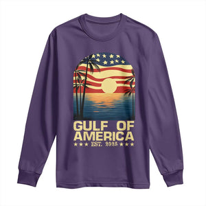 Gulf Of America Long Sleeve Shirt Est 2025 American Flag Retro TS02 Purple Print Your Wear