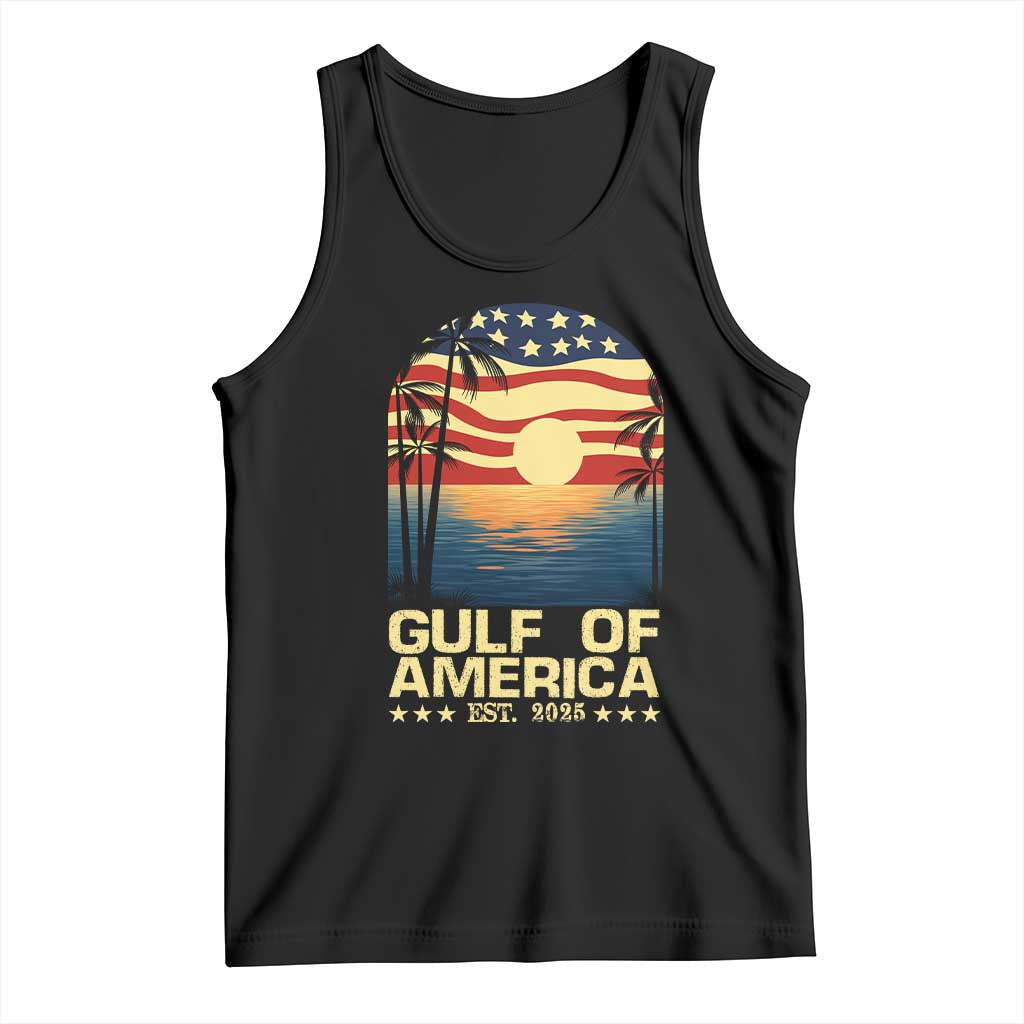 Gulf Of USA Tank Top Est 2025 American Flag Retro TS02 Black Print Your Wear