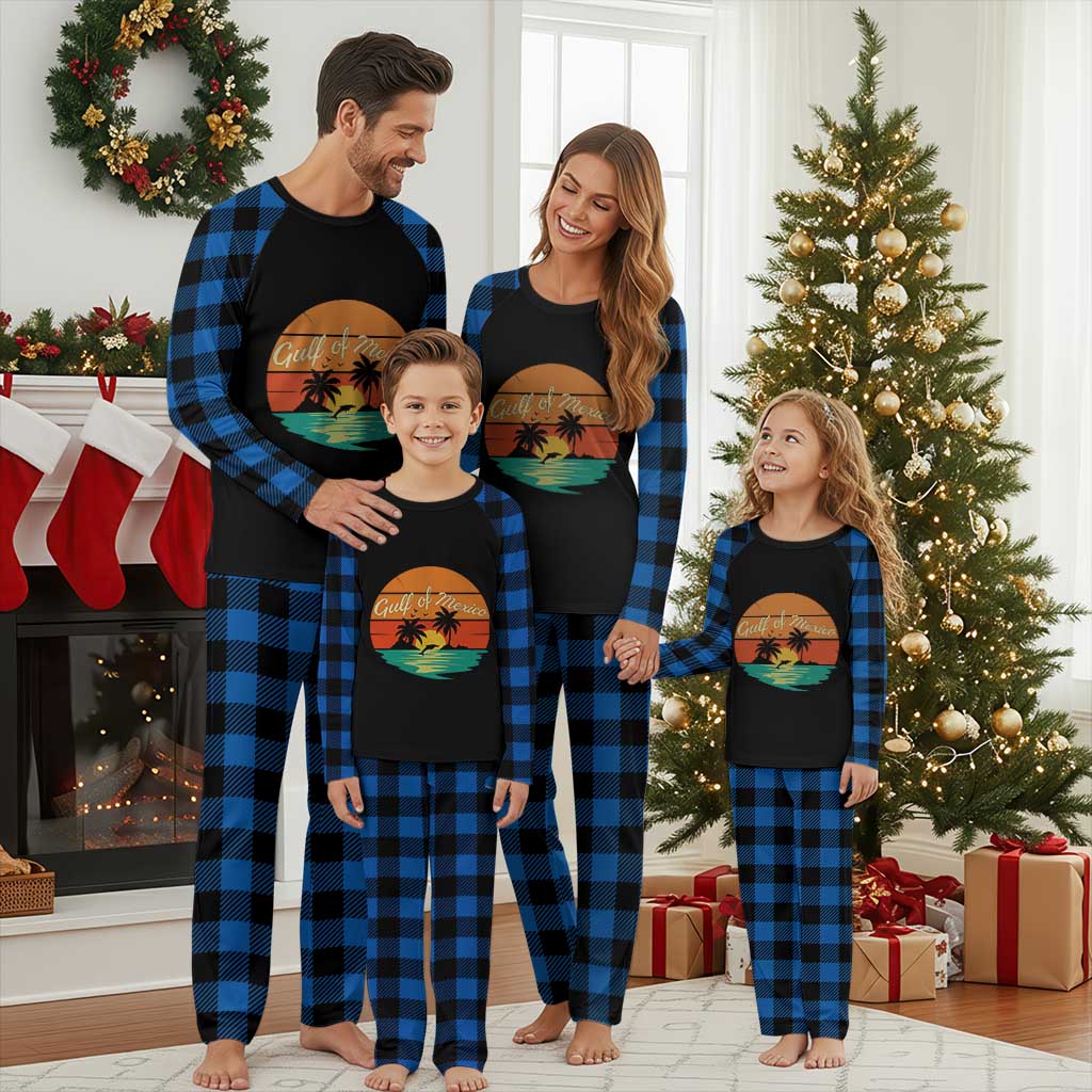 Gulf Of Mexico Plaid Pajama Set Forever Beach Palms Summer Vacation TS02 Blue Plaid Print Your Wear