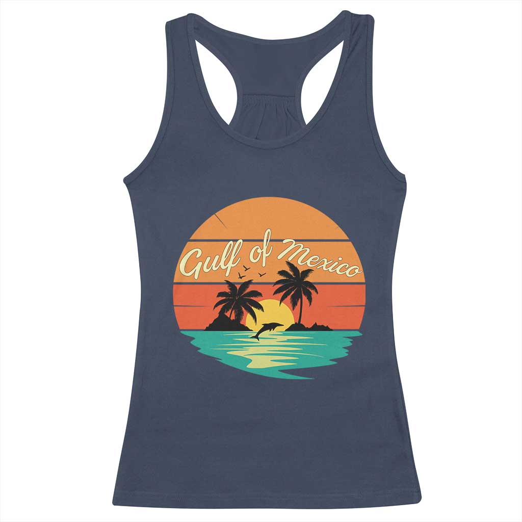 Gulf Of Mexico Racerback Tank Top Forever Beach Palms Summer Vacation TS02 Navy Print Your Wear