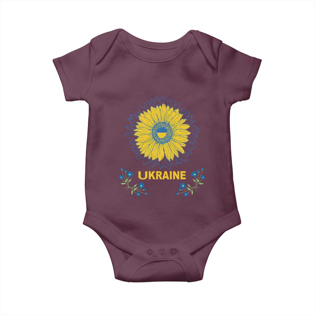 Ukraine Sunflower Baby Onesie Ukrainian Flag TS02 Maroon Print Your Wear