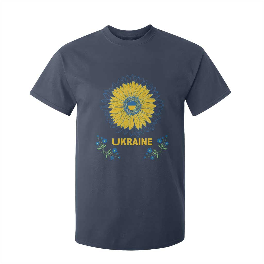 Ukraine Sunflower T Shirt For Kid Ukrainian Flag TS02 Navy Print Your Wear
