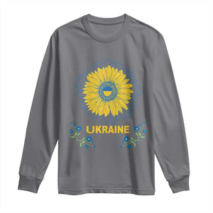 Ukraine Sunflower Long Sleeve Shirt Ukrainian Flag TS02 Charcoal Print Your Wear