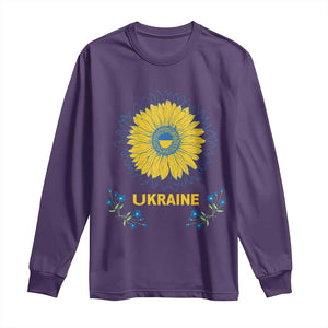 Ukraine Sunflower Long Sleeve Shirt Ukrainian Flag TS02 Purple Print Your Wear