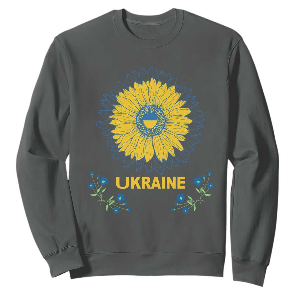 Ukraine Sunflower Sweatshirt Ukrainian Flag TS02 Dark Heather Print Your Wear