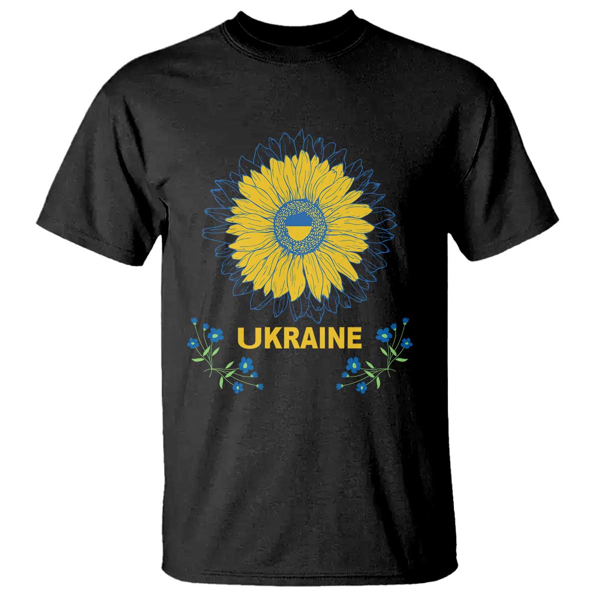 Ukraine Sunflower T Shirt Ukrainian Flag TS02 Black Print Your Wear