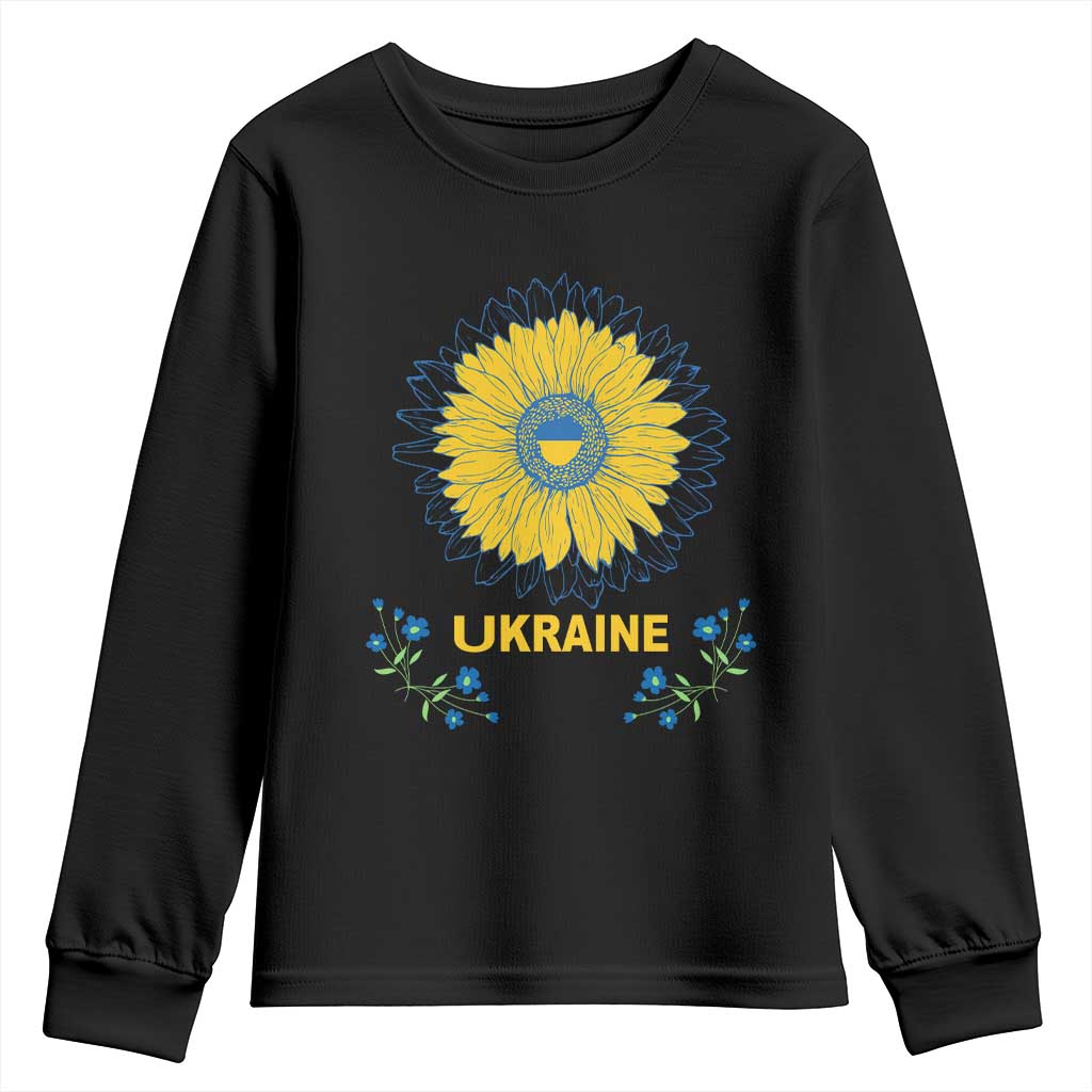 Ukraine Sunflower Youth Sweatshirt Ukrainian Flag TS02 Black Print Your Wear