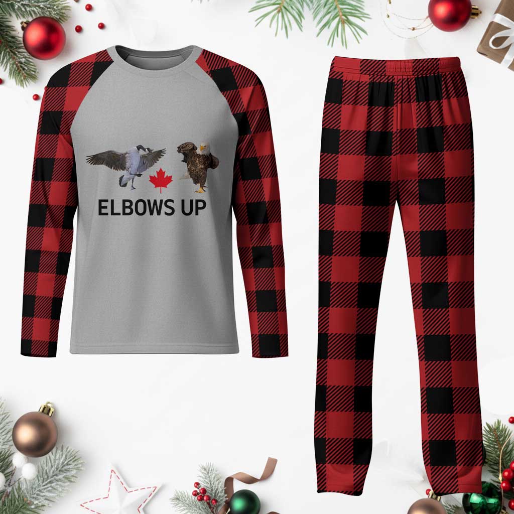 Elbows Up Plaid Pajama Set Canada Goose Vs Eagle Maple Leaf TS02 Buffalo Plaid Print Your Wear