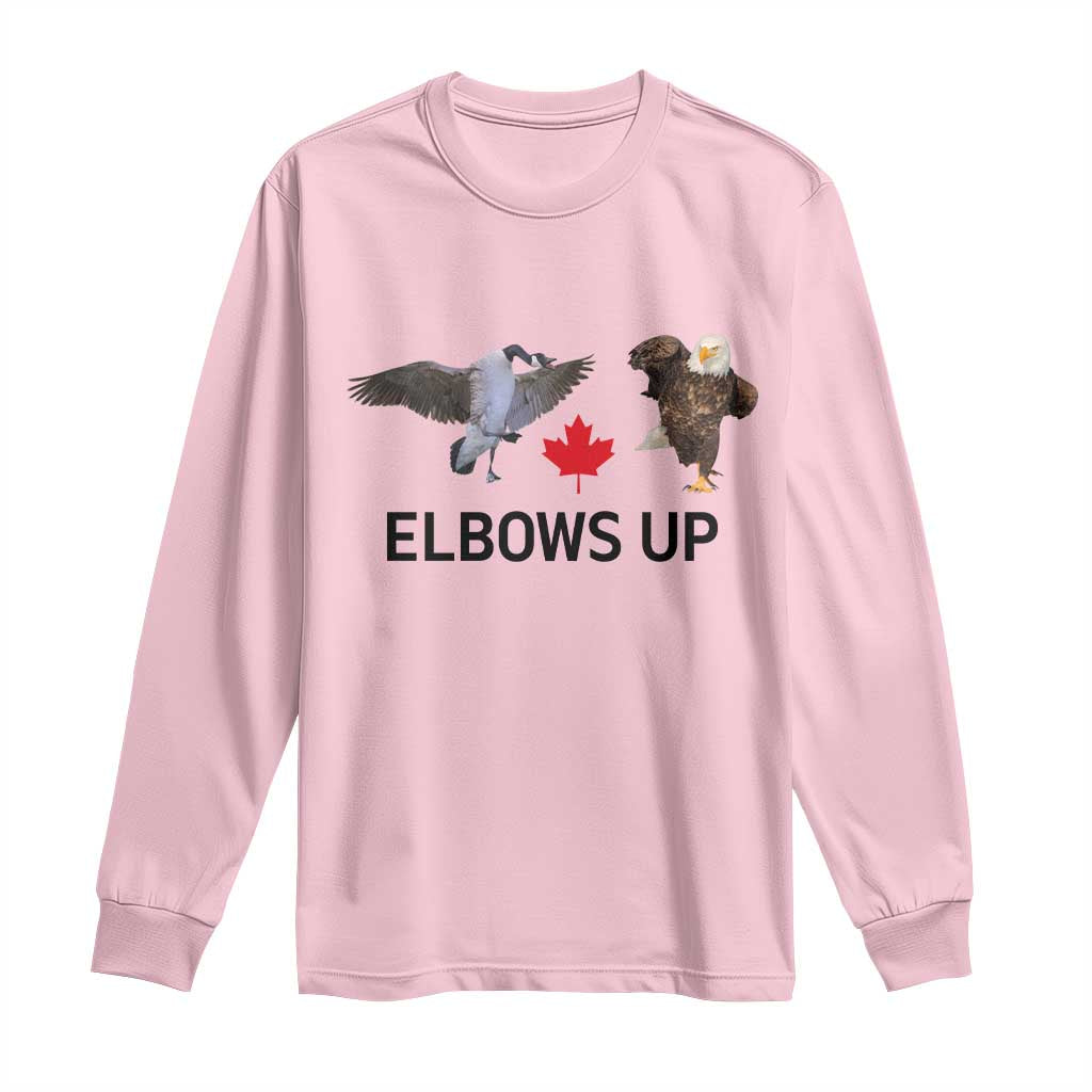 Elbows Up Long Sleeve Shirt Canada Goose Vs Eagle Maple Leaf TS02 Light Pink Print Your Wear