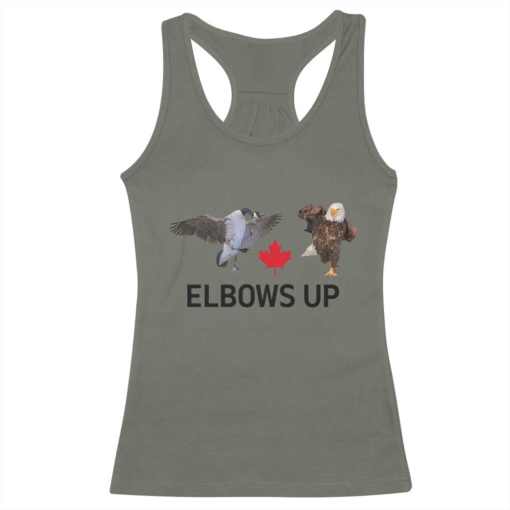 Elbows Up Racerback Tank Top Canada Goose Vs Eagle Maple Leaf TS02 Military Green Print Your Wear
