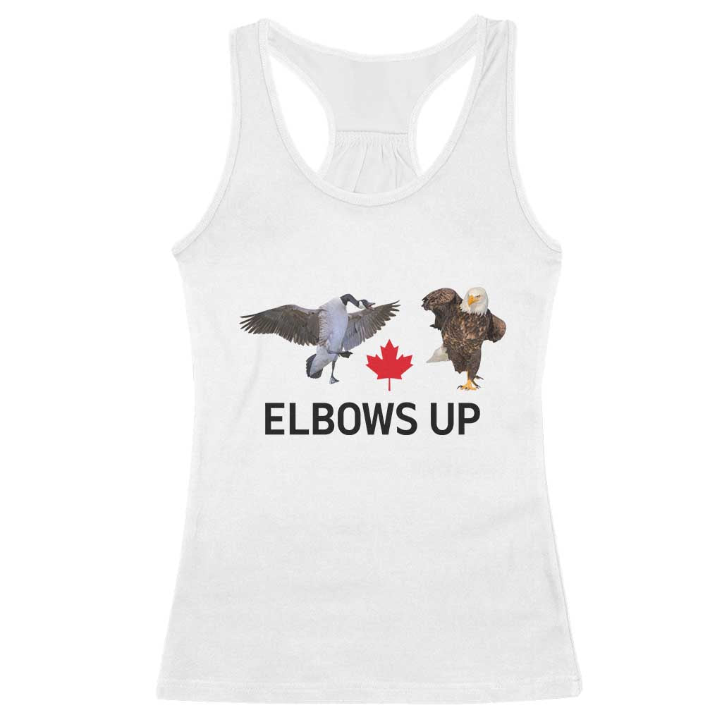 Elbows Up Racerback Tank Top Canada Goose Vs Eagle Maple Leaf TS02 White Print Your Wear