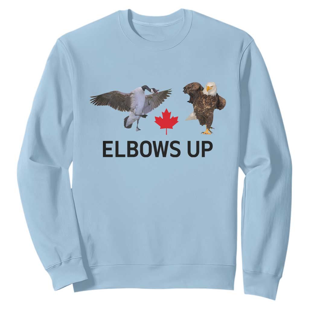 Elbows Up Sweatshirt Canada Goose Vs Eagle Maple Leaf TS02 Light Blue Print Your Wear