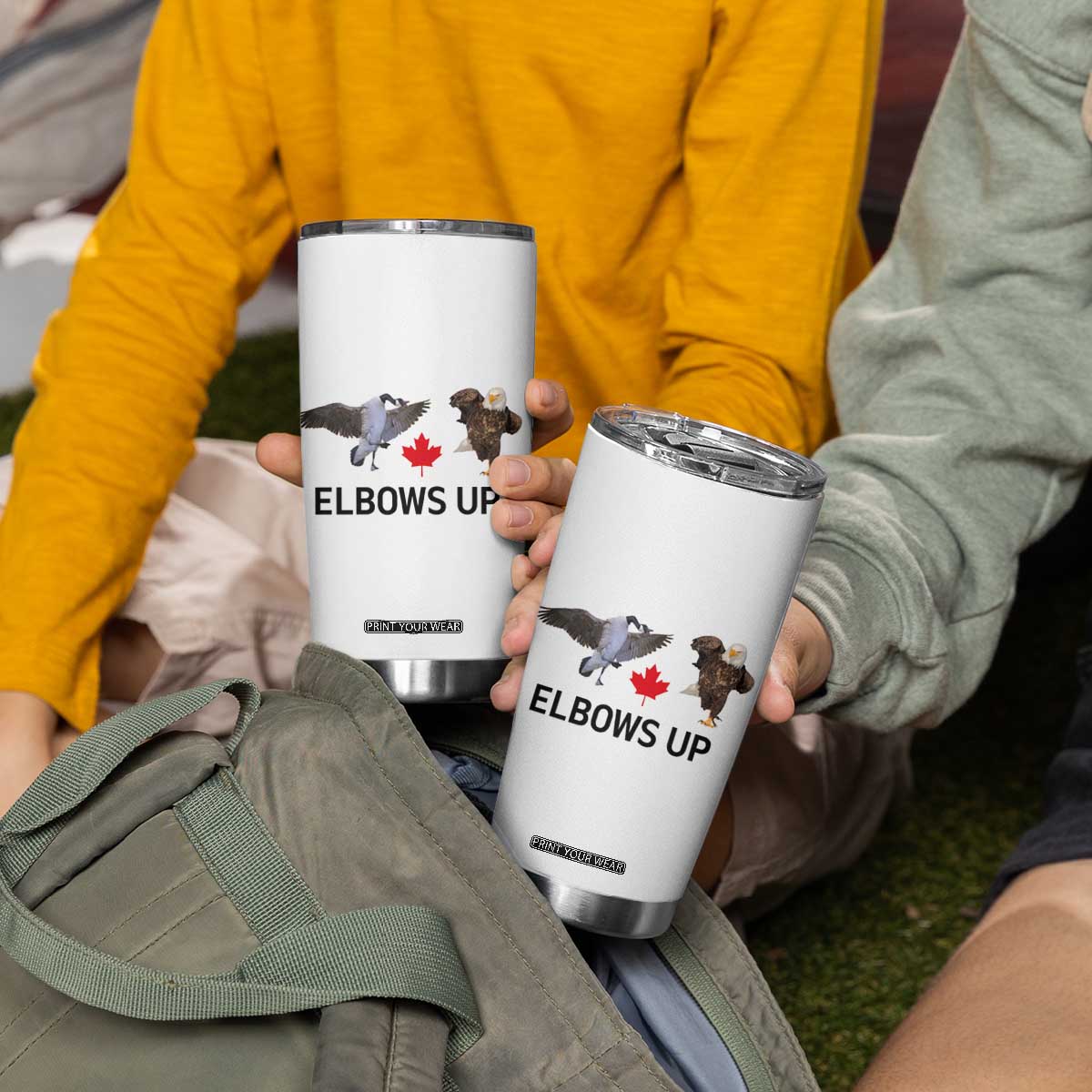 Elbows Up Tumbler Cup Canada Goose Vs Eagle Maple Leaf TS02 Print Your Wear